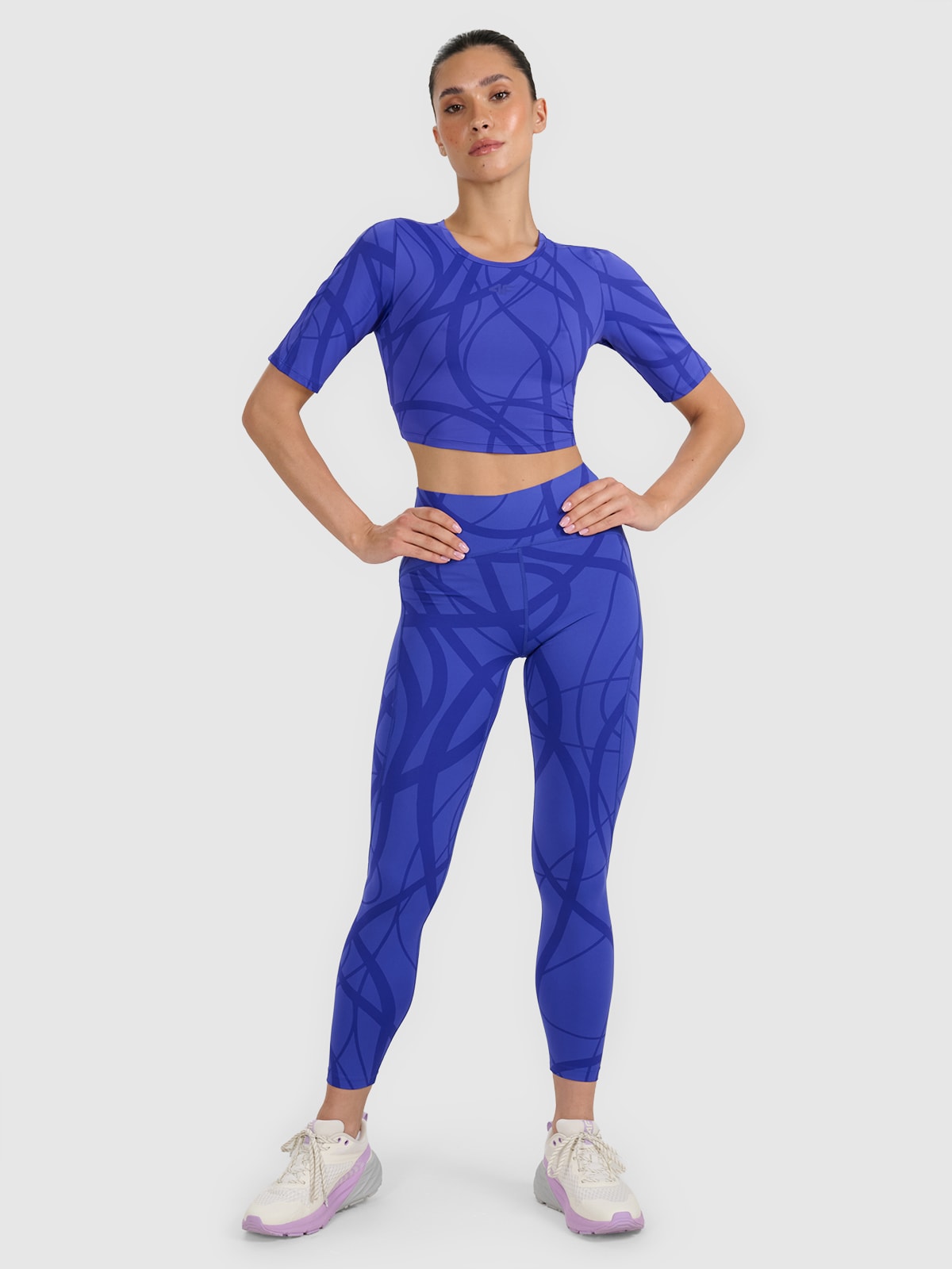 4F Legginsy treningowe szybkoschnące damskie - niebieskie XL