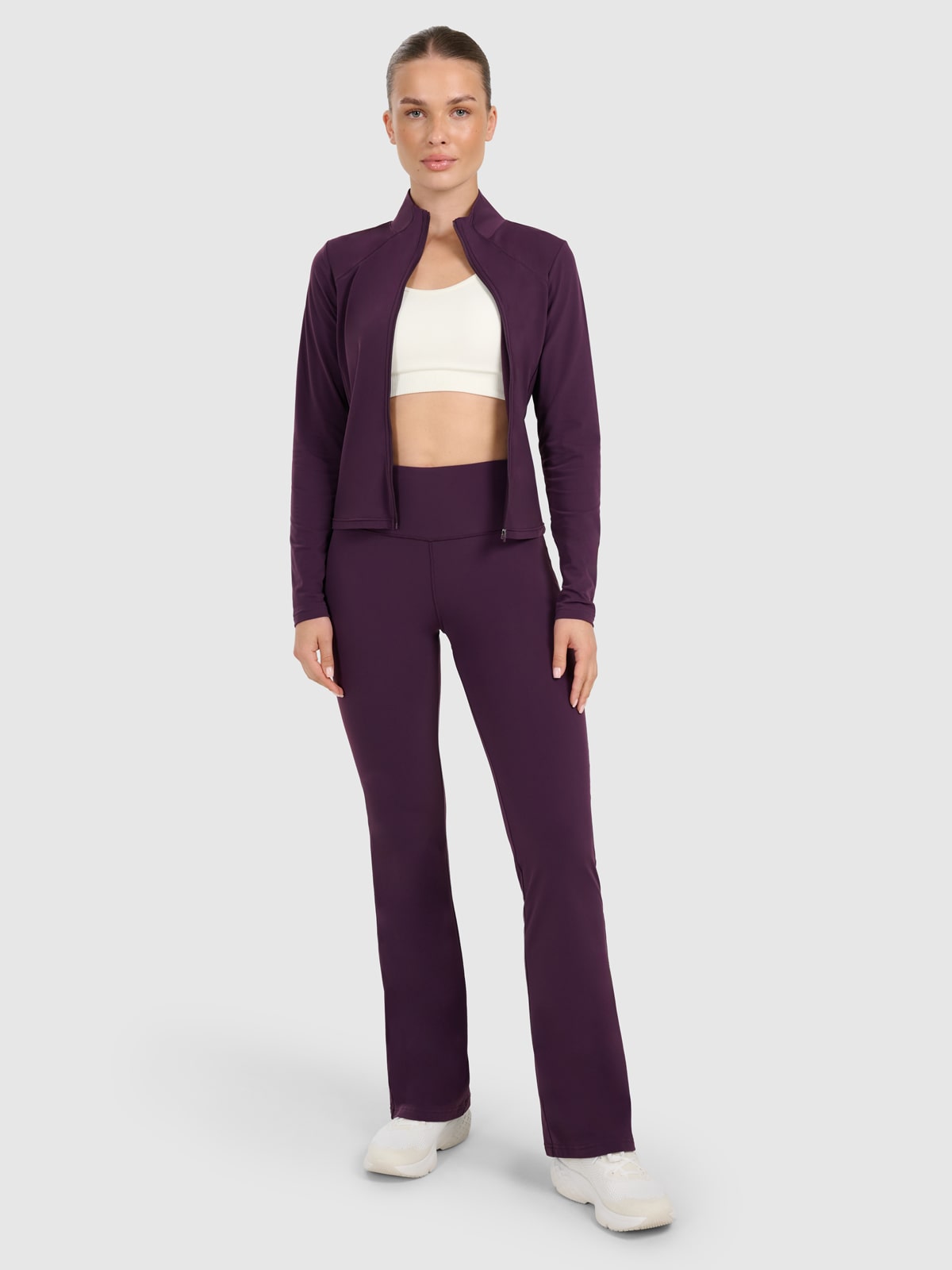 4F Legginsy z rozszerzanymi nogawkami damskie - fioletowe XS