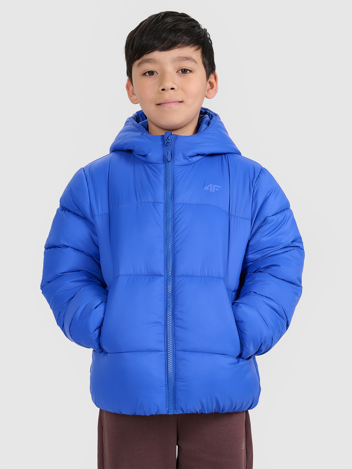 4F Kurtka puchowa z wypełnieniem syntetycznym chłopięca - niebieska 164 (13-14 lat)