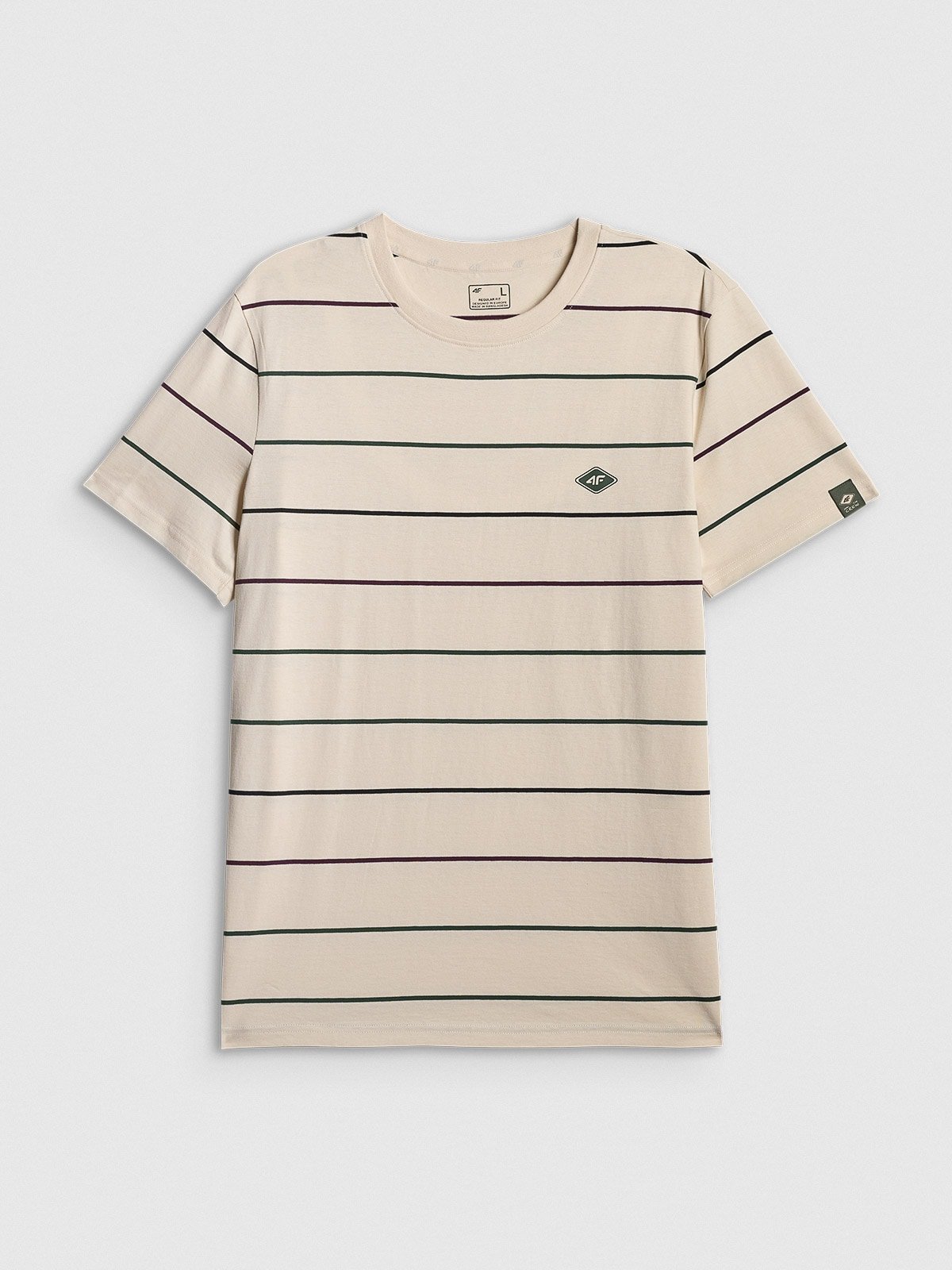 4F T-shirt regular z nadrukiem męski - beżowy XL