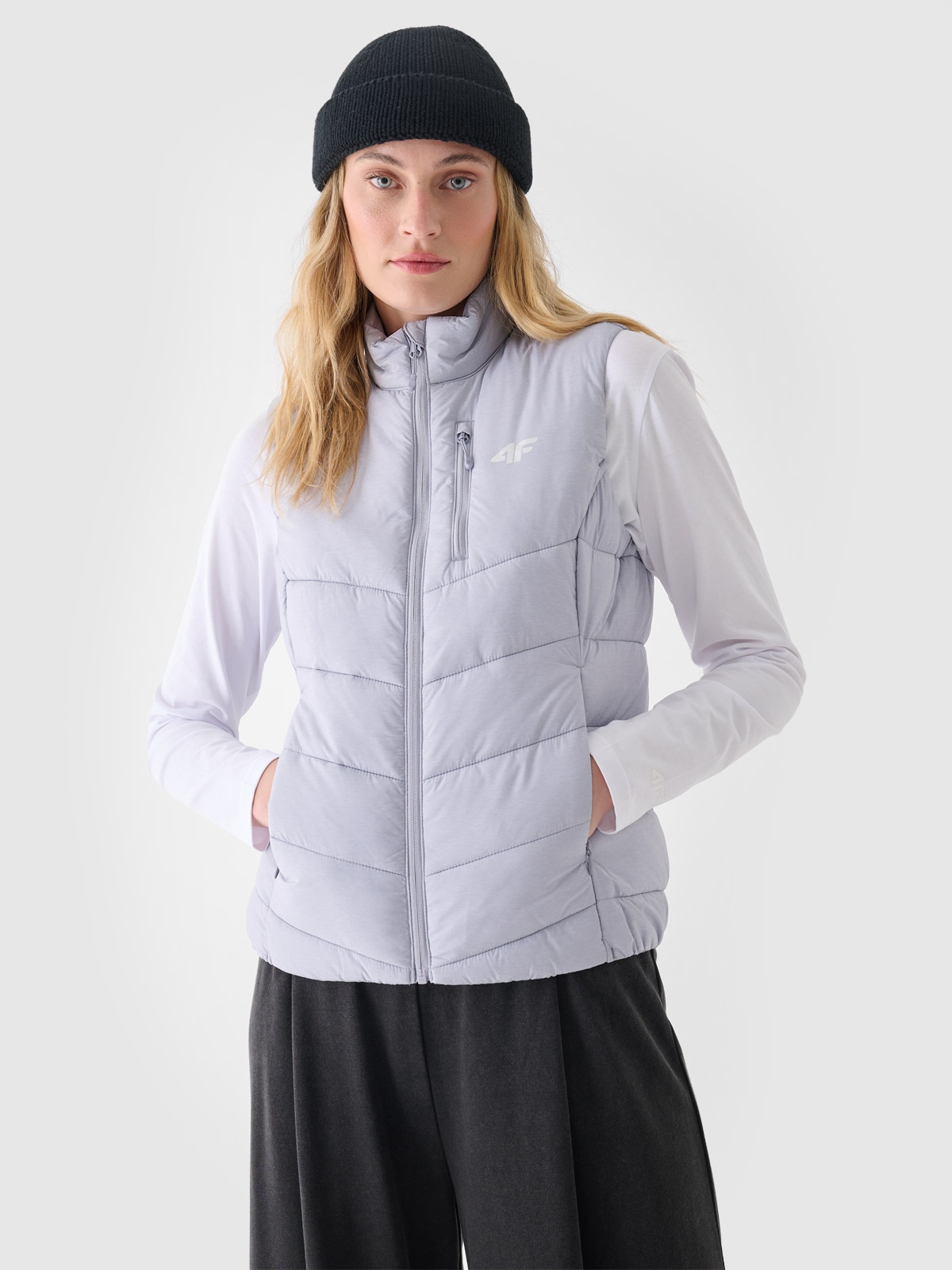 4F Bezrękawnik puchowy z wypełnieniem syntetycznym damski - szary L
