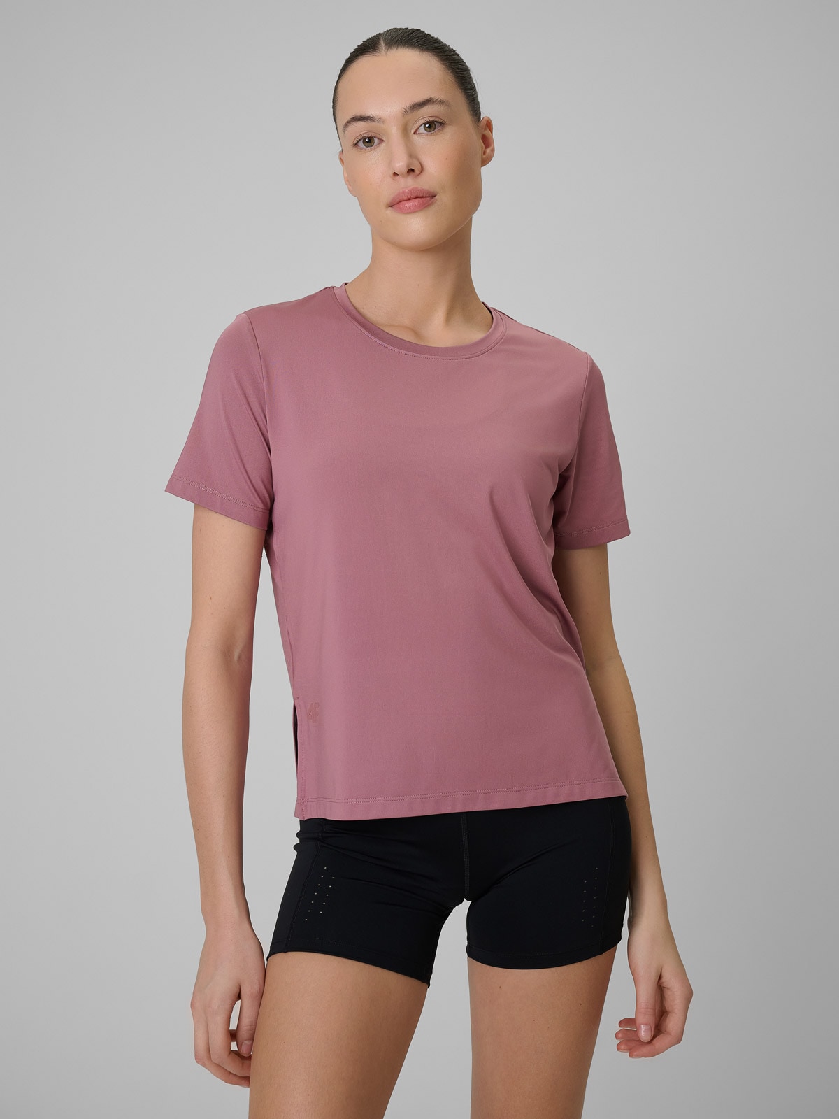 4F Koszulka treningowa loose szybkoschnąca damska - beżowa XXL