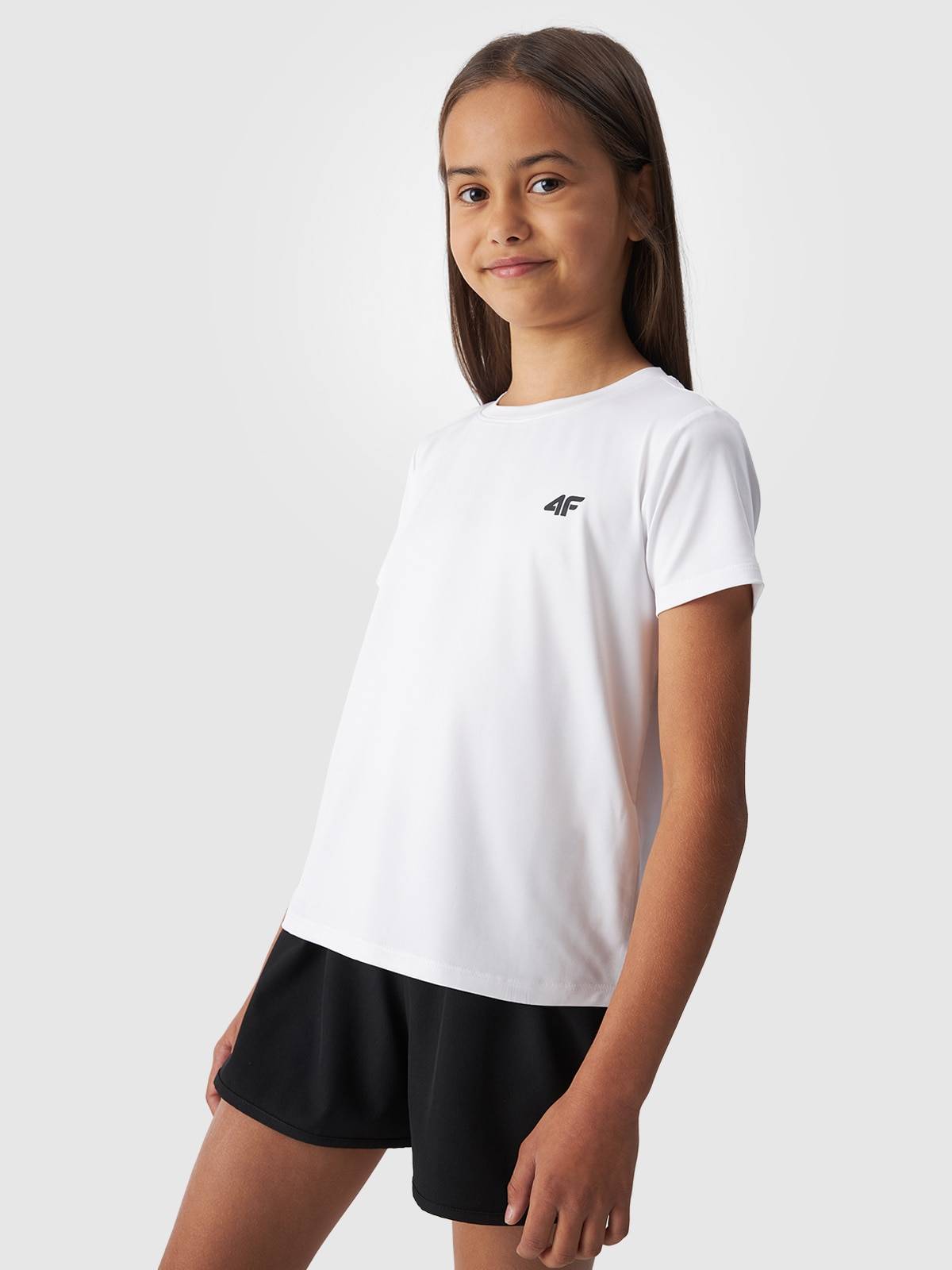 4F Komplet sportowy szybkoschnący na WF (koszulka+spodenki+worek) dziewczęcy - multikolor 146/152 (10-12 lat)