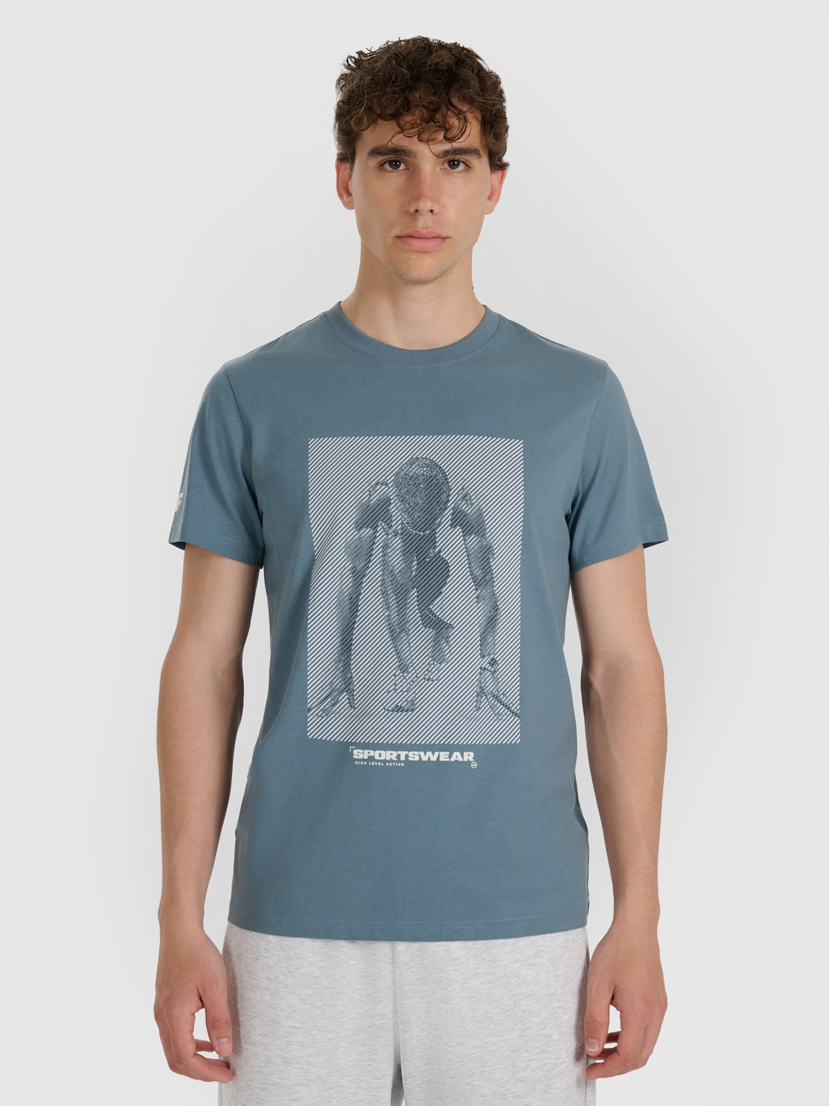 4F T-shirt regular z nadrukiem męski - granatowy M