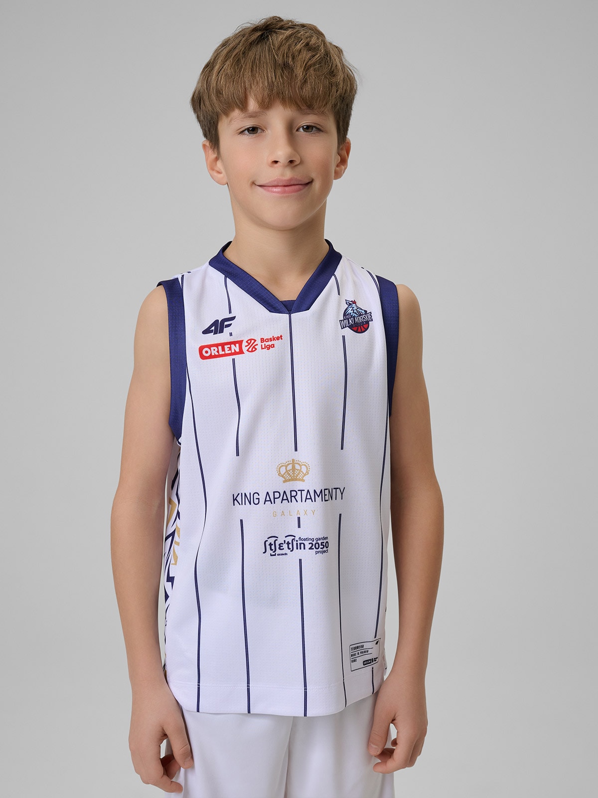 4F Koszulka meczowa replika domowa z sezonu 2025/26 dziecięca 4F x King Szczecin - biała 146/152 (10-12 lat)