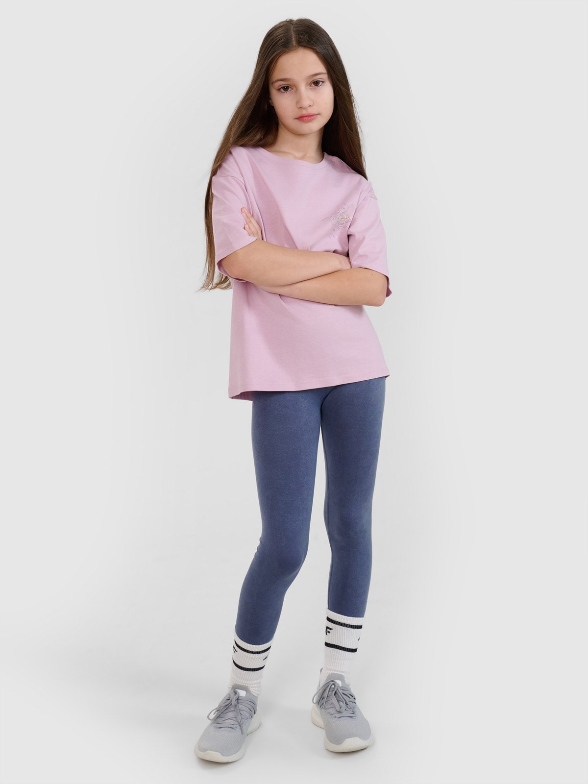 4F Legginsy dzianinowe dziewczęce - granatowa 164 (13-14 lat)