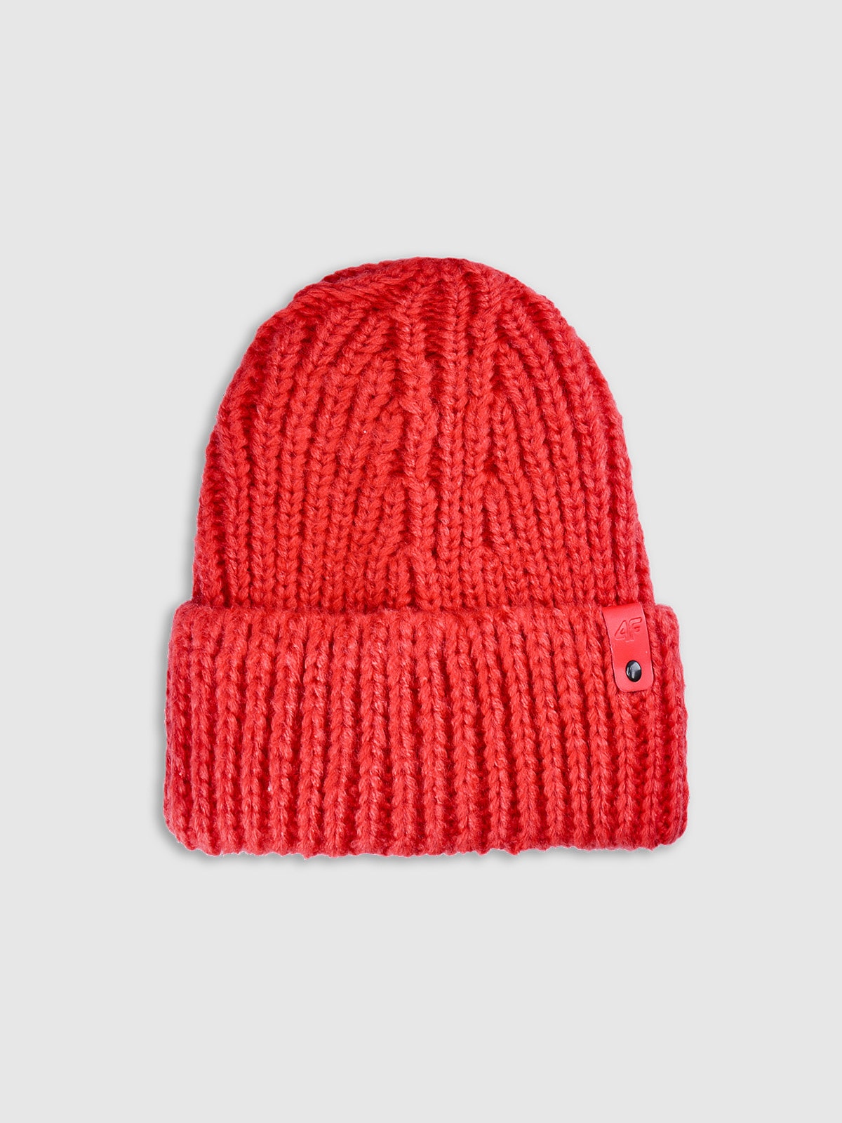 4F Czapka beanie damska - czerwona S