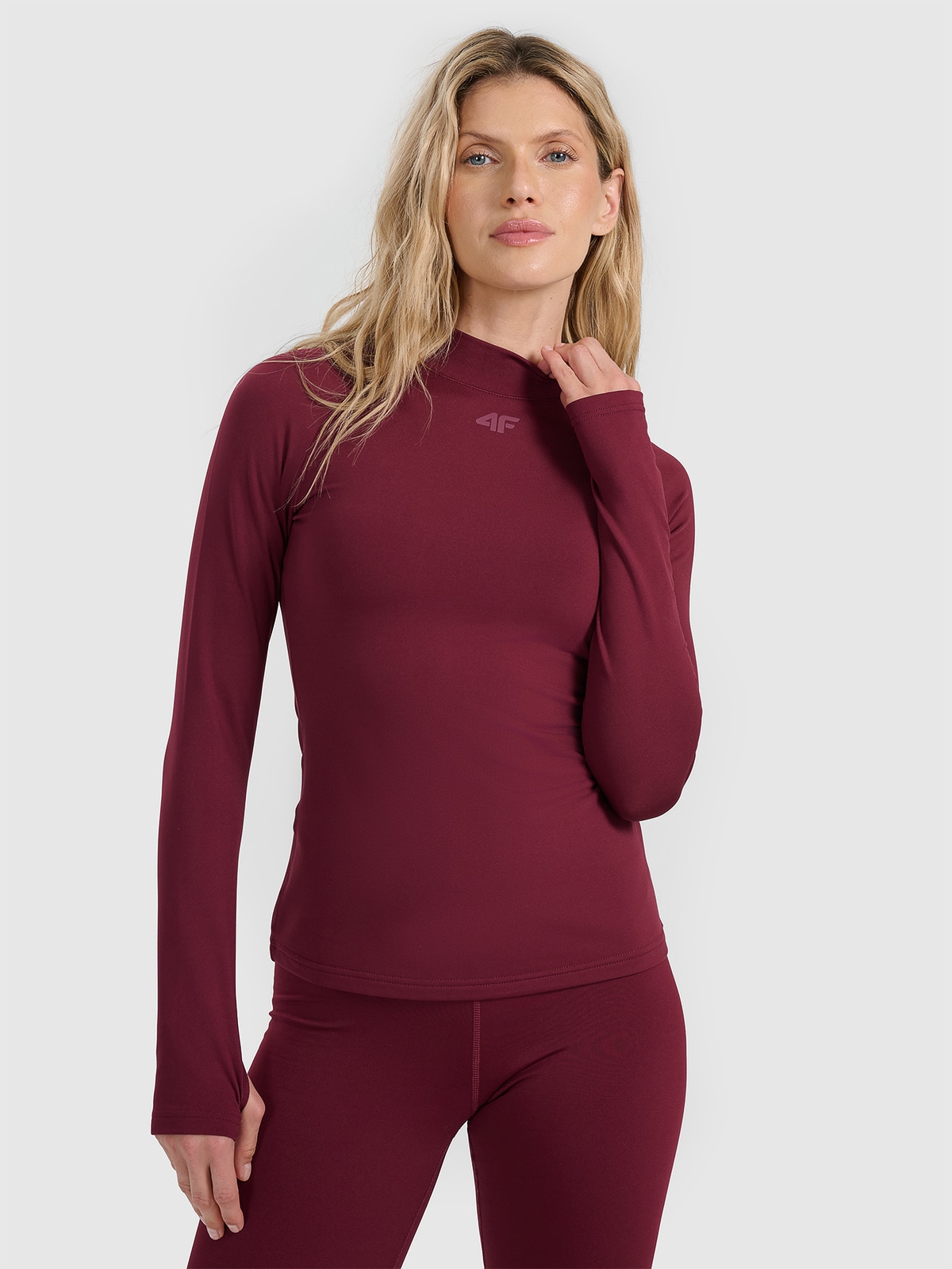 4F Bielizna termiczna ocieplana (góra) damska - burgundowa XS