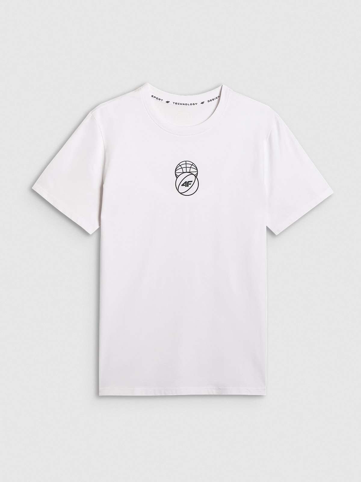 4F T-shirt regular z nadrukiem męski - biały XXL