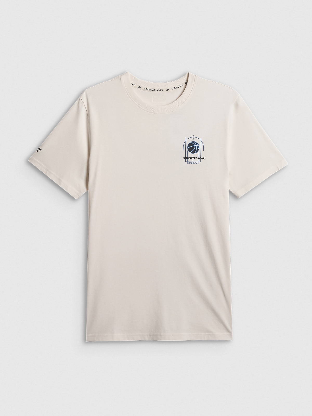 4F T-shirt regular z nadrukiem męski - beżowy S