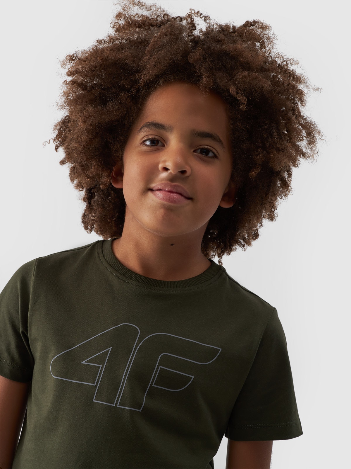 4F T-shirt z nadrukiem chłopięcy - khaki 164 (13-14 lat)