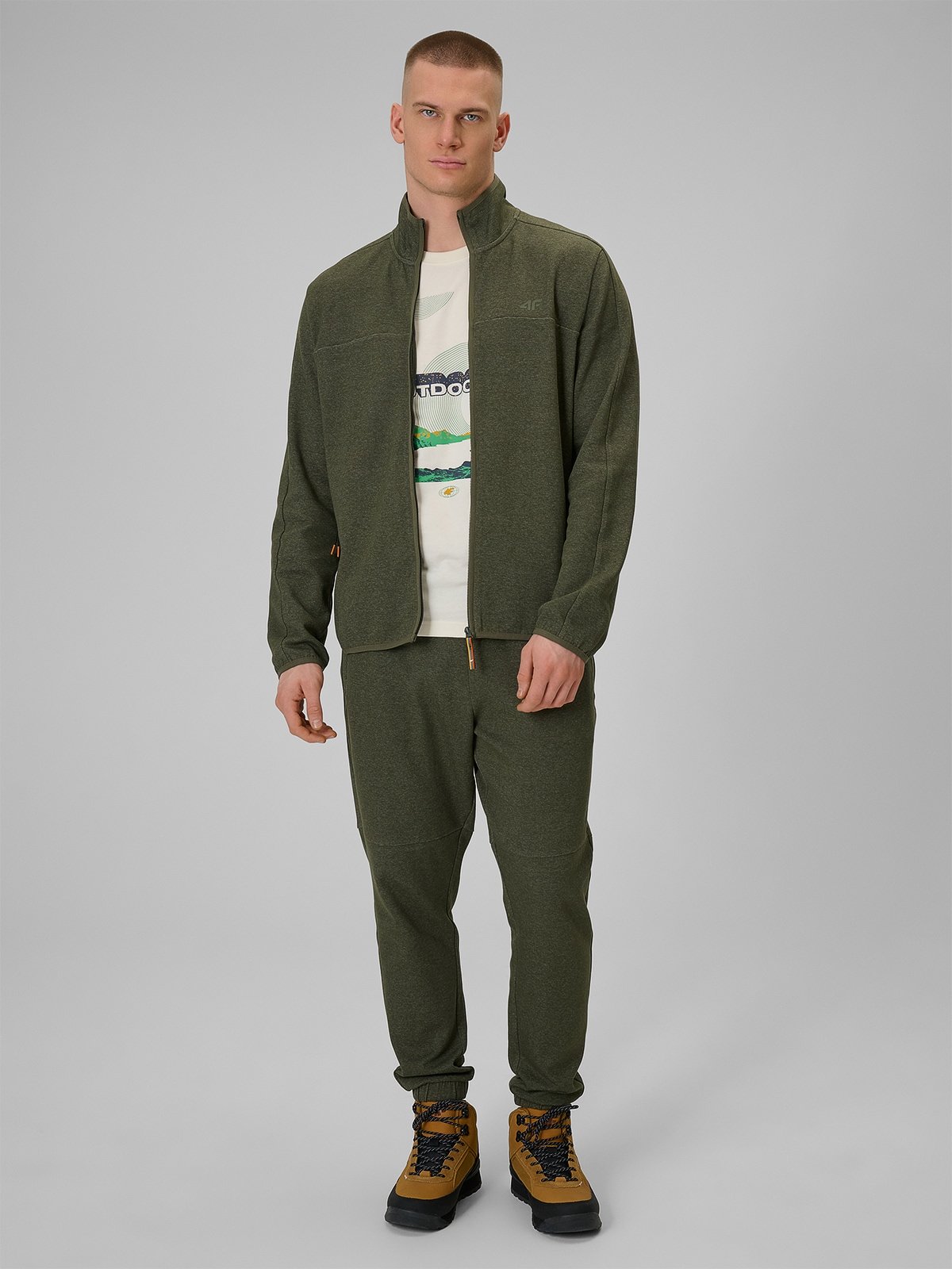 4F Spodnie dresowe joggery męskie - khaki XXL