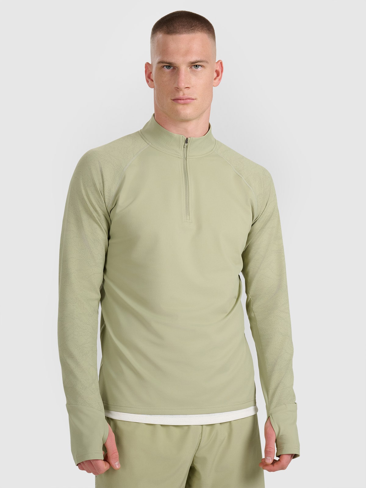 4F Bluza do biegania regular szybkoschnąca męska - oliwkowa/khaki L