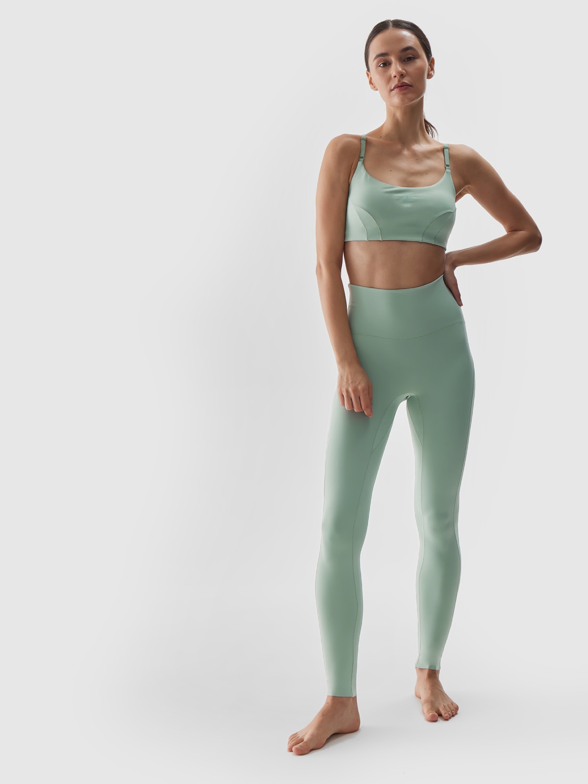 4F Legginsy do jogi z wysokim stanem damskie - turkusowe XL