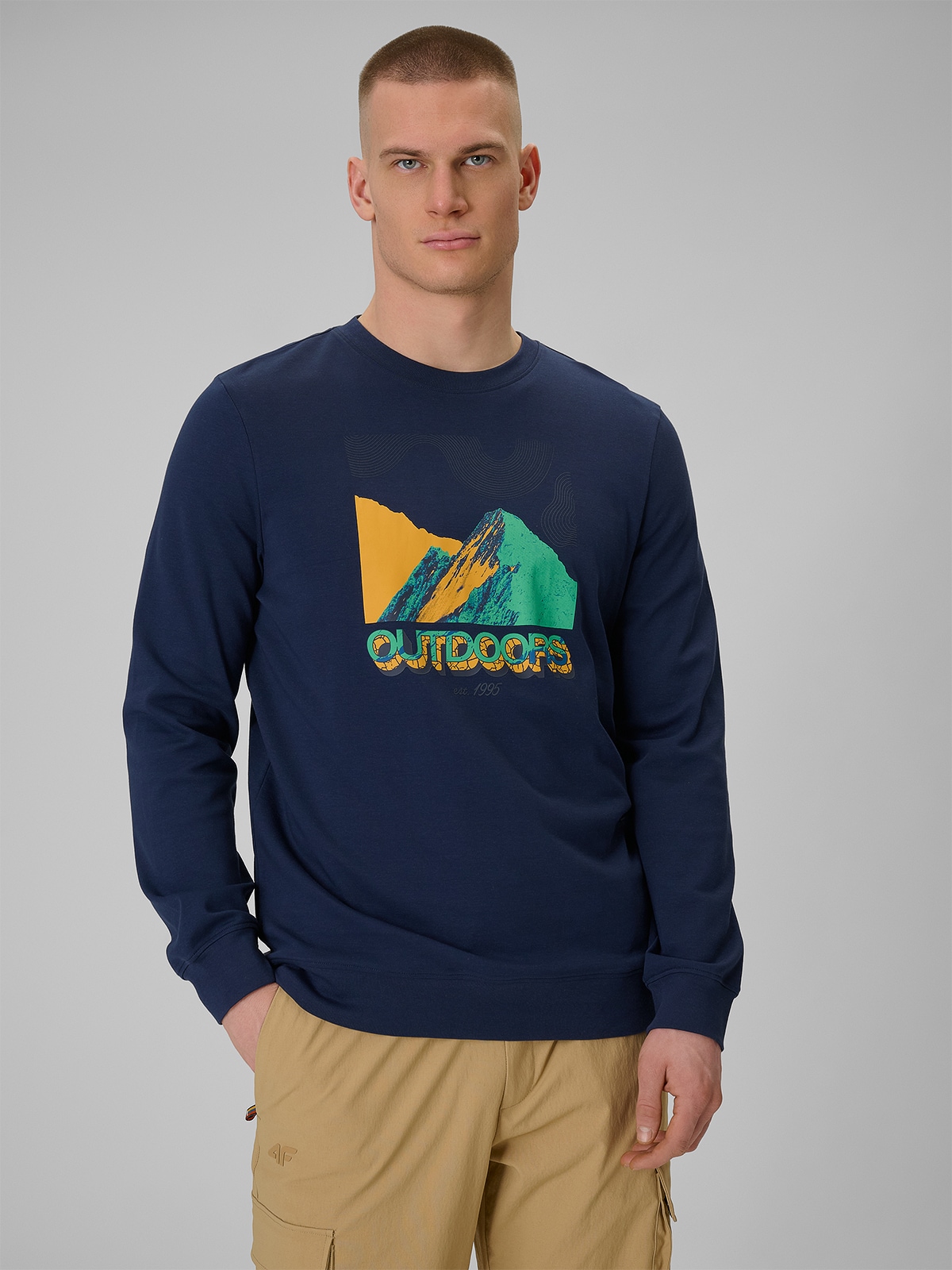 4F Longlseeve z nadrukiem męski - granatowy L