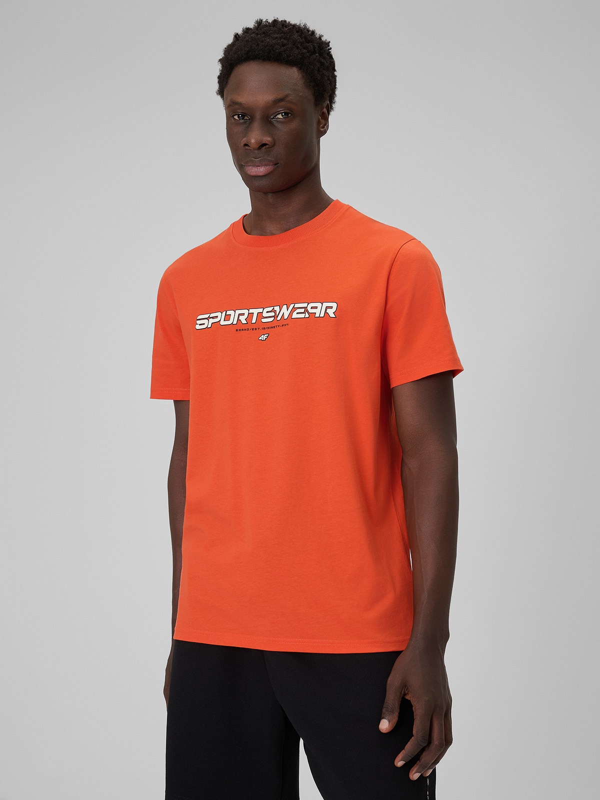 4F T-shirt regular z nadrukiem męski - pomarańczowy L