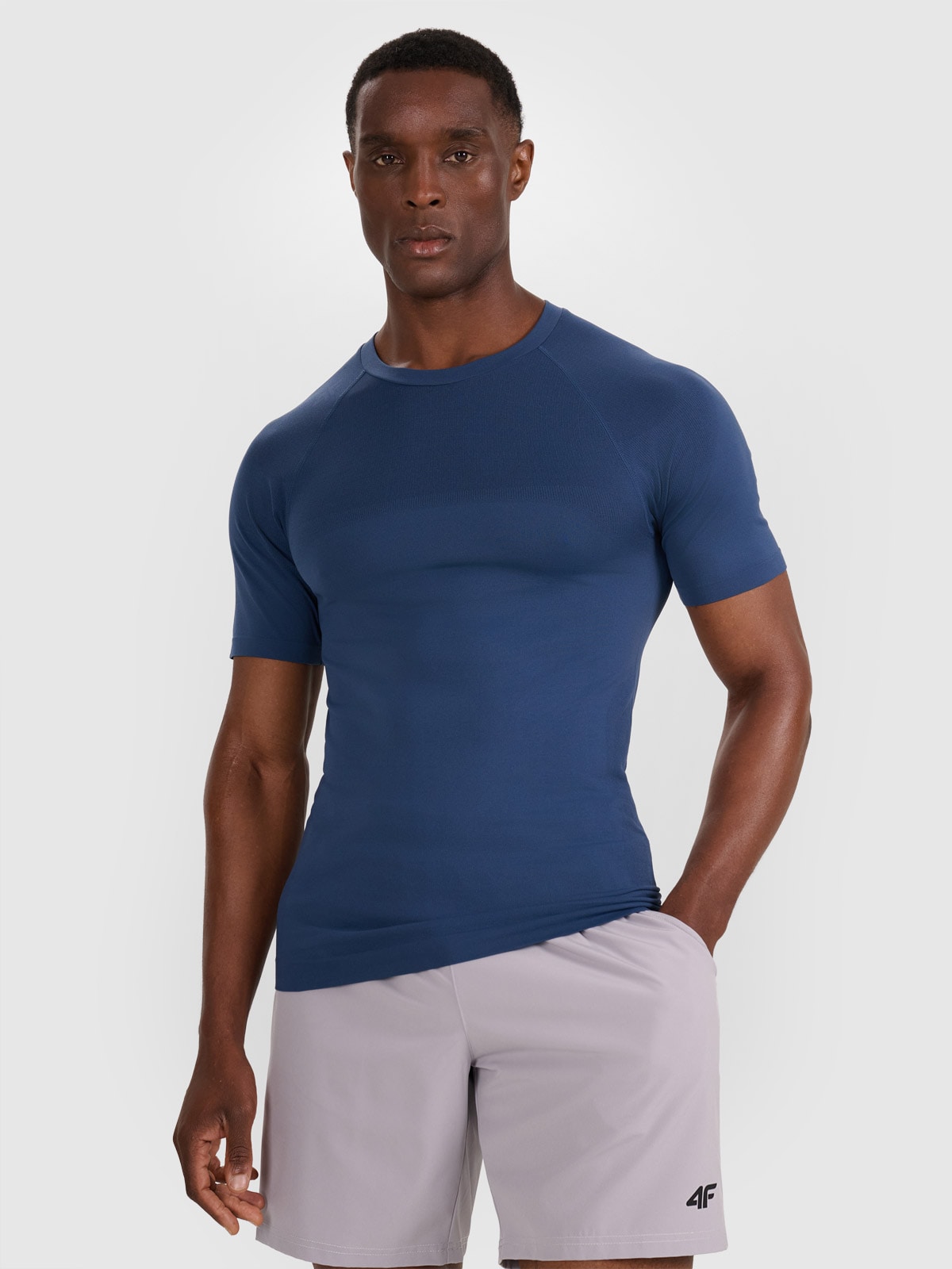 4F Koszulka treningowa bezszwowa męska - granatowa S/M