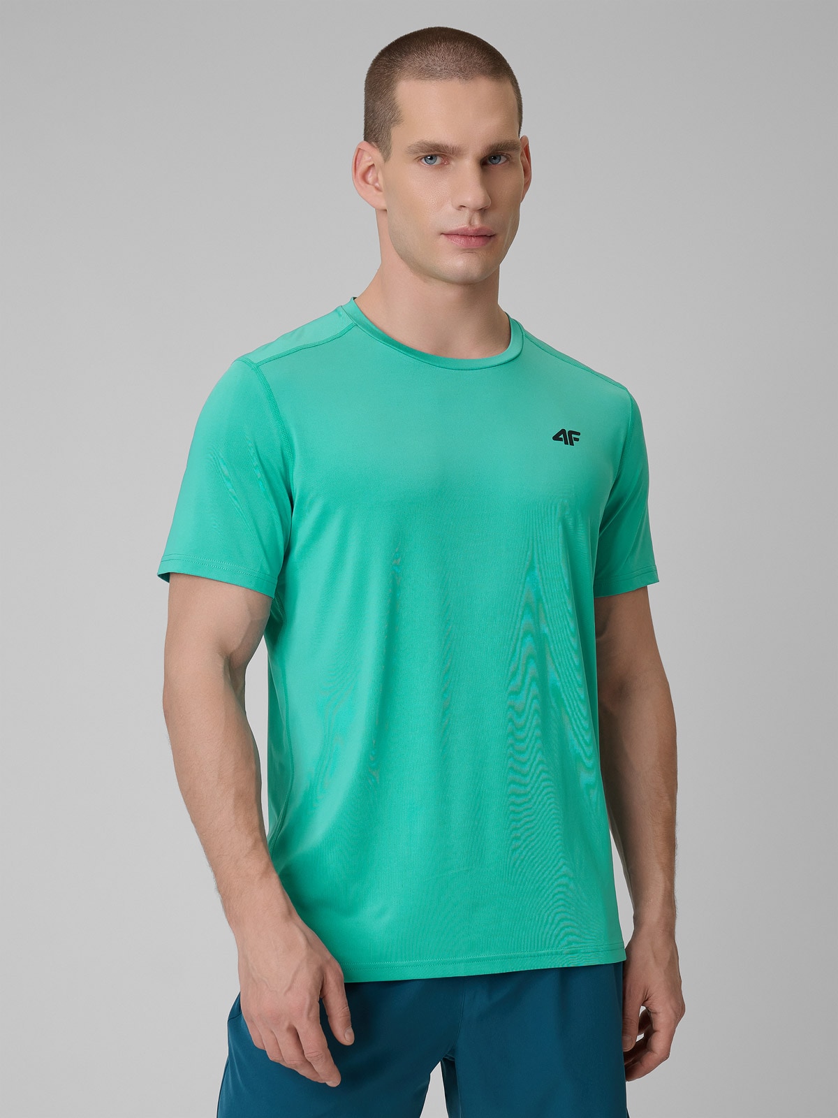 4F Koszulka treningowa regular szybkoschnąca męska - turkusowa 3XL