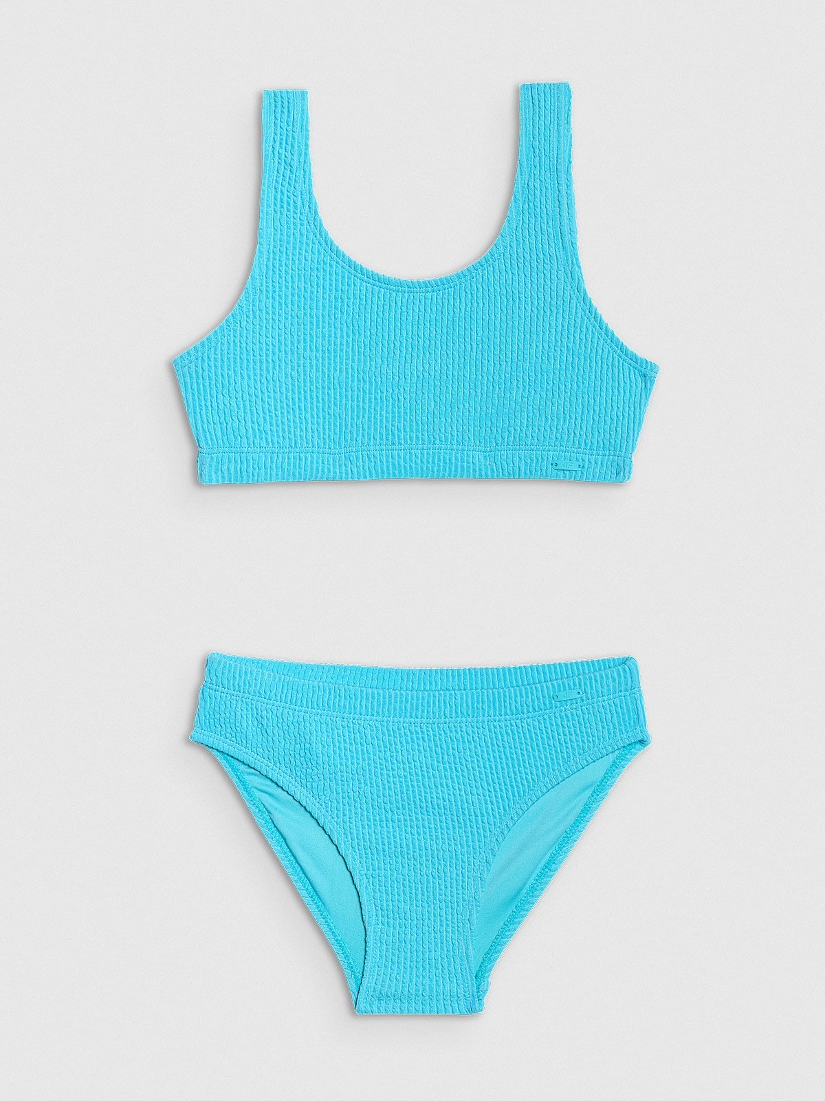 4F Kostium kąpielowy dwuczęściowy dziewczęcy - turkusowy 122/128 (6-8 lat)