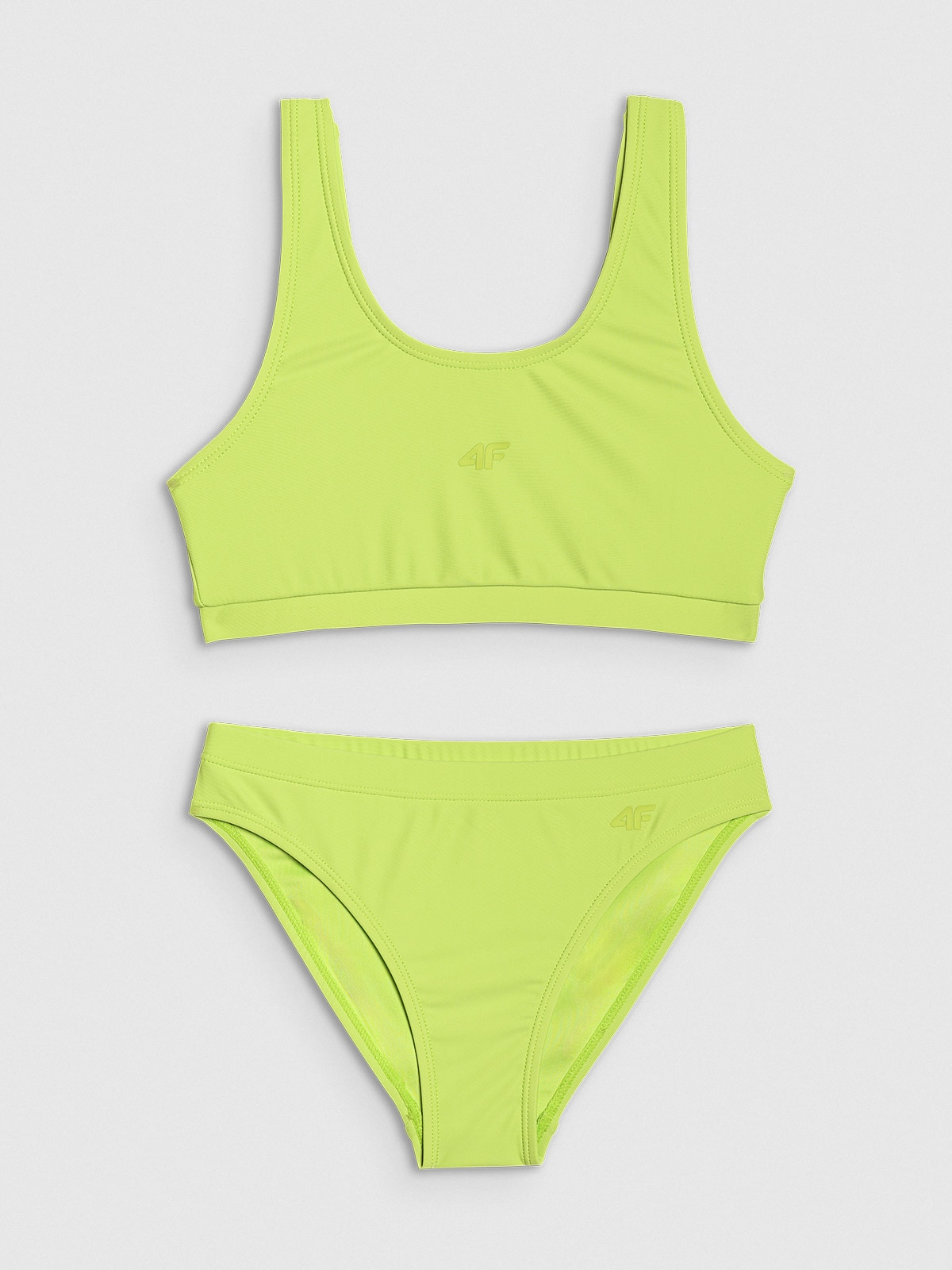 4F Kostium kąpielowy dwuczęściowy dziewczęcy - zielony 134/140 (8-10 lat)