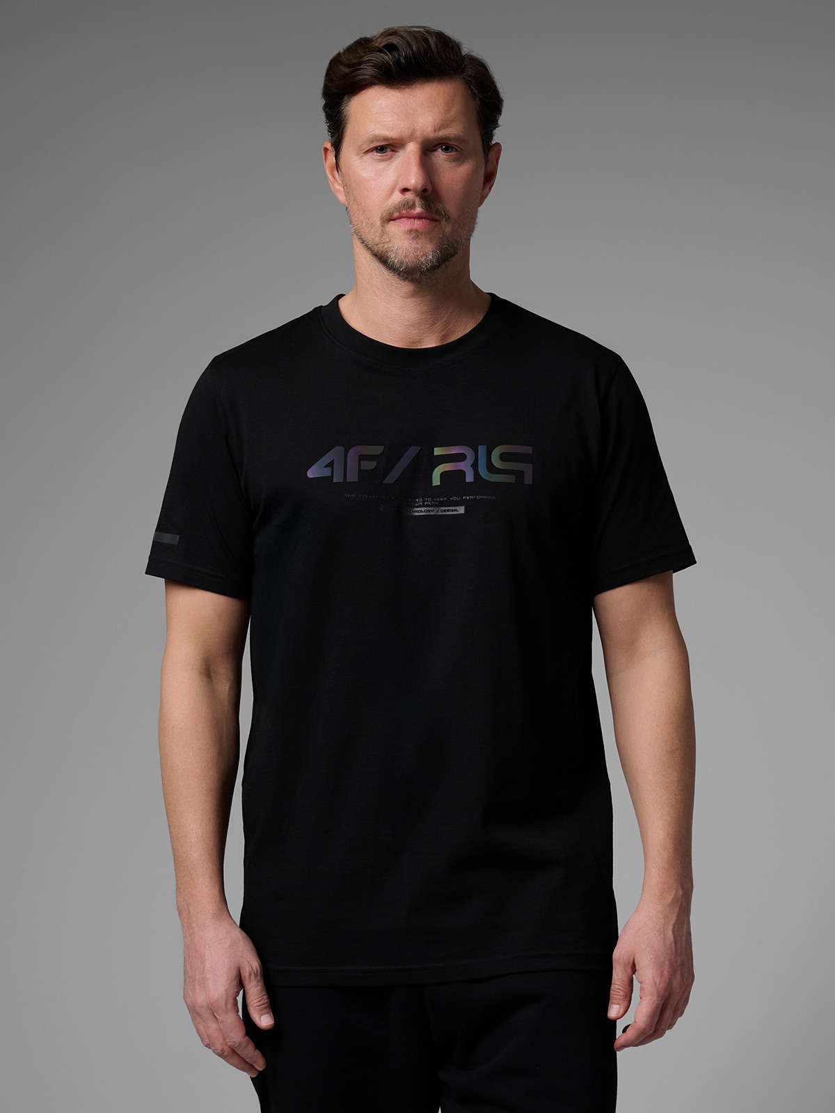 4F T-shirt regular z nadrukiem męski 4F x Robert Lewandowski - czarny M