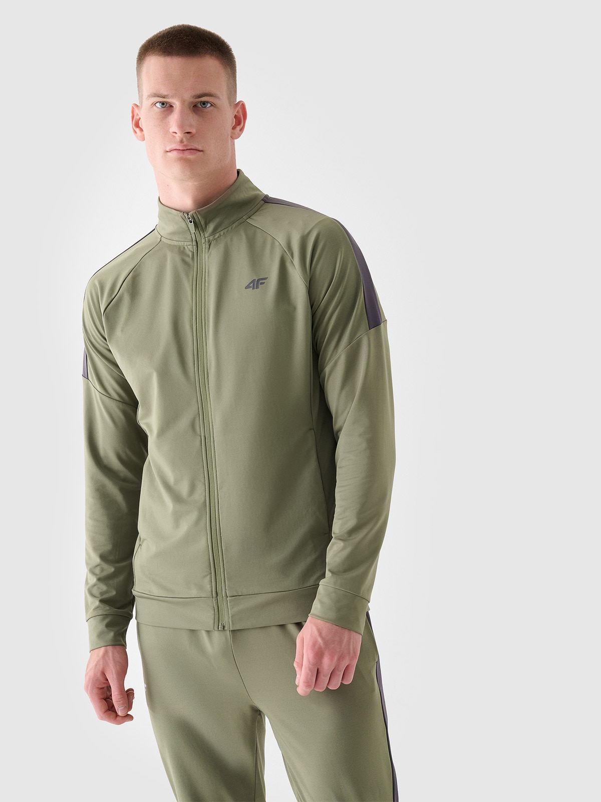 4F Bluza treningowa szybkoschnąca męska - oliwkowa/khaki 3XL