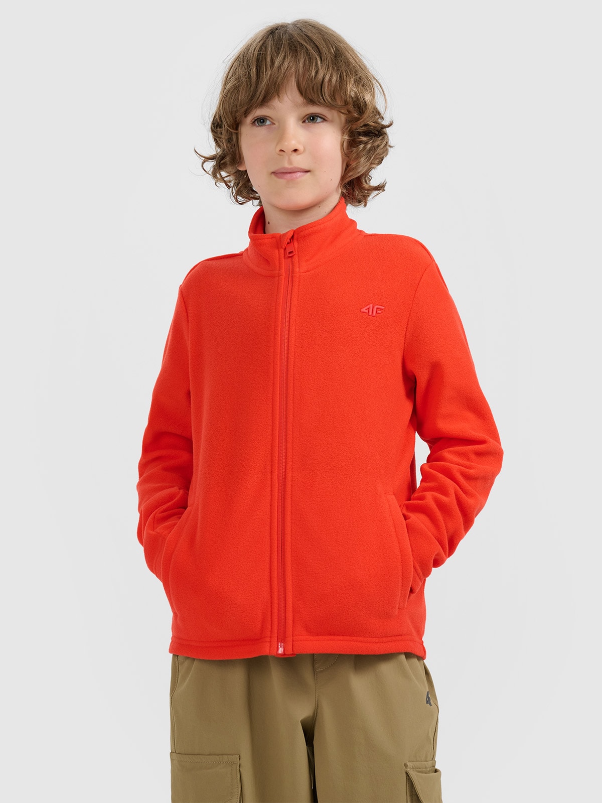 4F Polar slim ze stójką chłopięcy - czerwony 146 (10-11 lat)