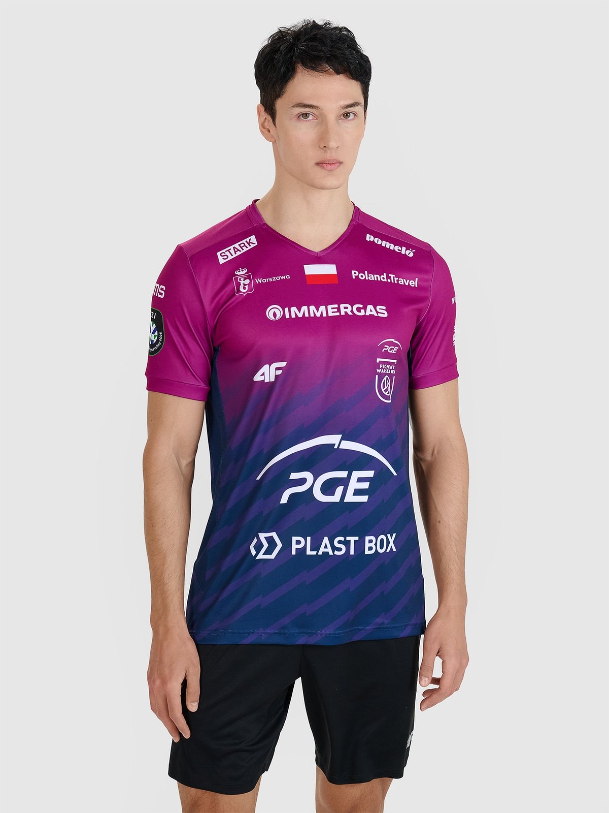 4F Koszulka meczowa replika wyjazdowa Liga Mistrzów CEV z sezonu 2024/25 męska 4F x Projekt Warszawa - multikolor M