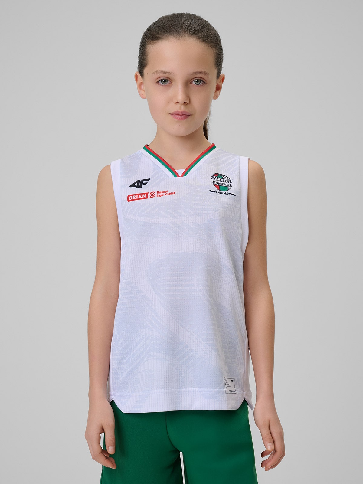 4F Koszulka meczowa replika domowa z sezonu 2025/26 dziecięca 4F x Zagłębie Sosnowiec - biała 146/152 (10-12 lat)