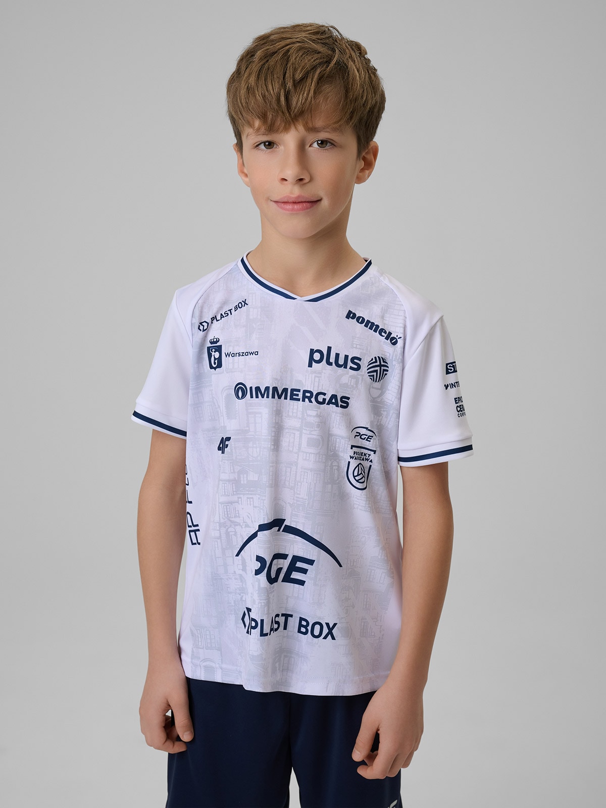 4F Koszulka meczowa replika domowa z sezonu 2025/26 dziecięca 4F x Projekt Warszawa - biała 110/116