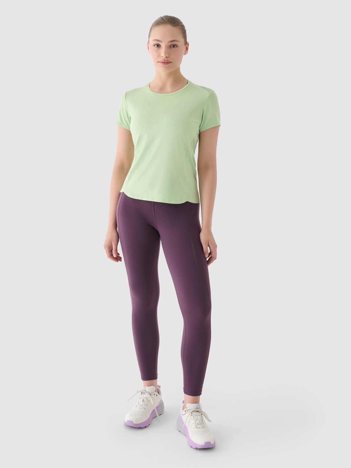 4F Legginsy do biegania z wysokim stanem damskie - fioletowe S