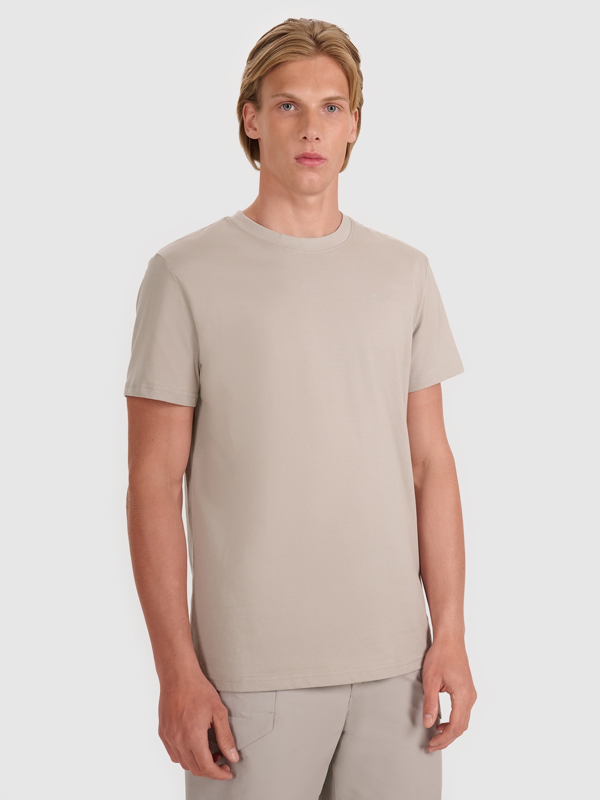 4F T-shirt regular gładki męski - szary XXL