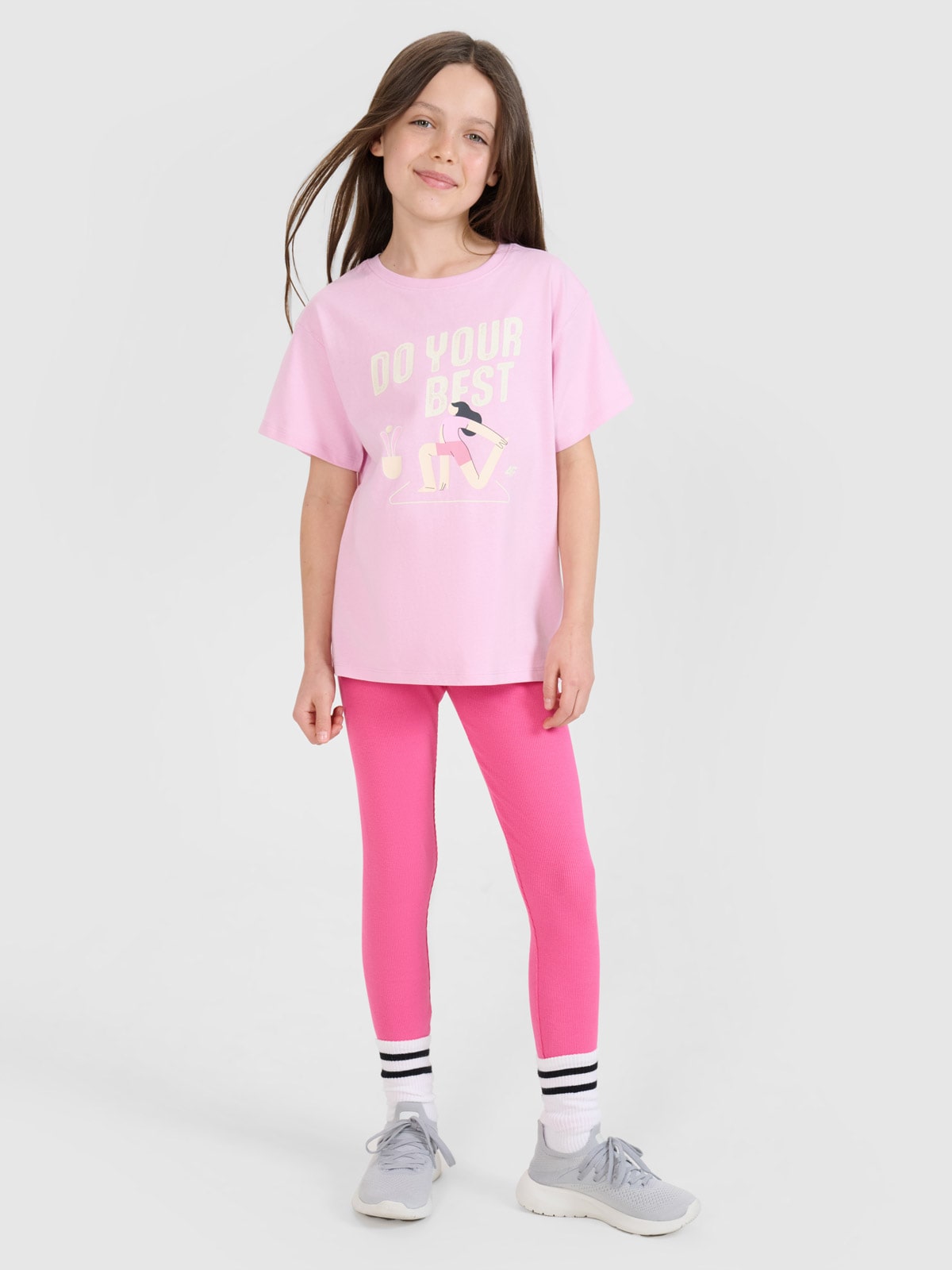 4F Legginsy dzianinowe dziewczęce - różowe 164 (13-14 lat)