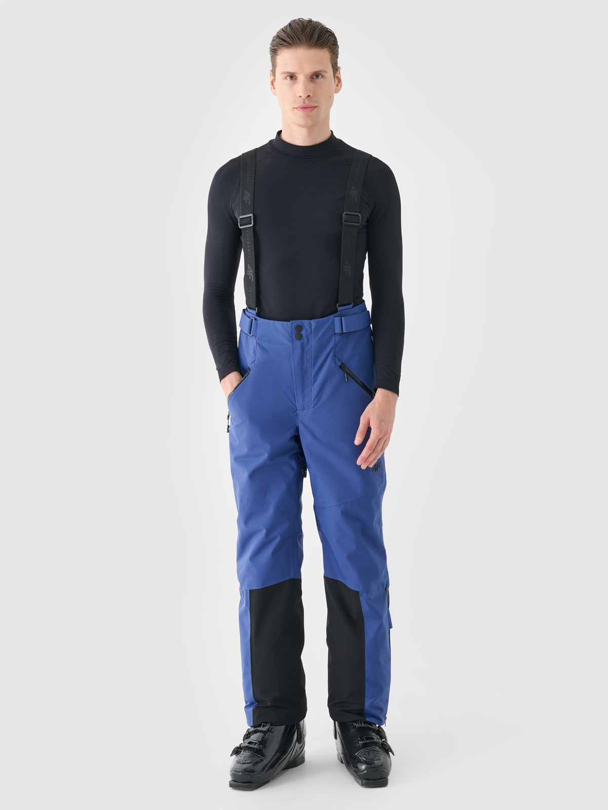 4F Spodnie narciarskie z szelkami membrana Dermizax 20000 męskie - granatowe L