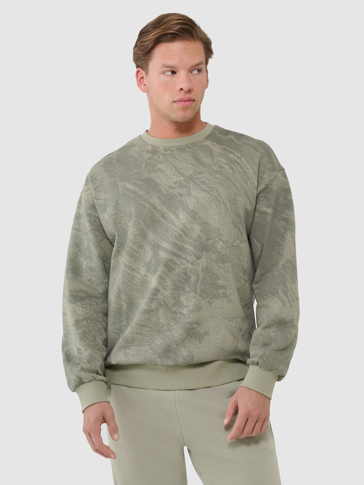 4F Bluza dresowa nierozpinana bez kaptura męska - khaki 3XL
