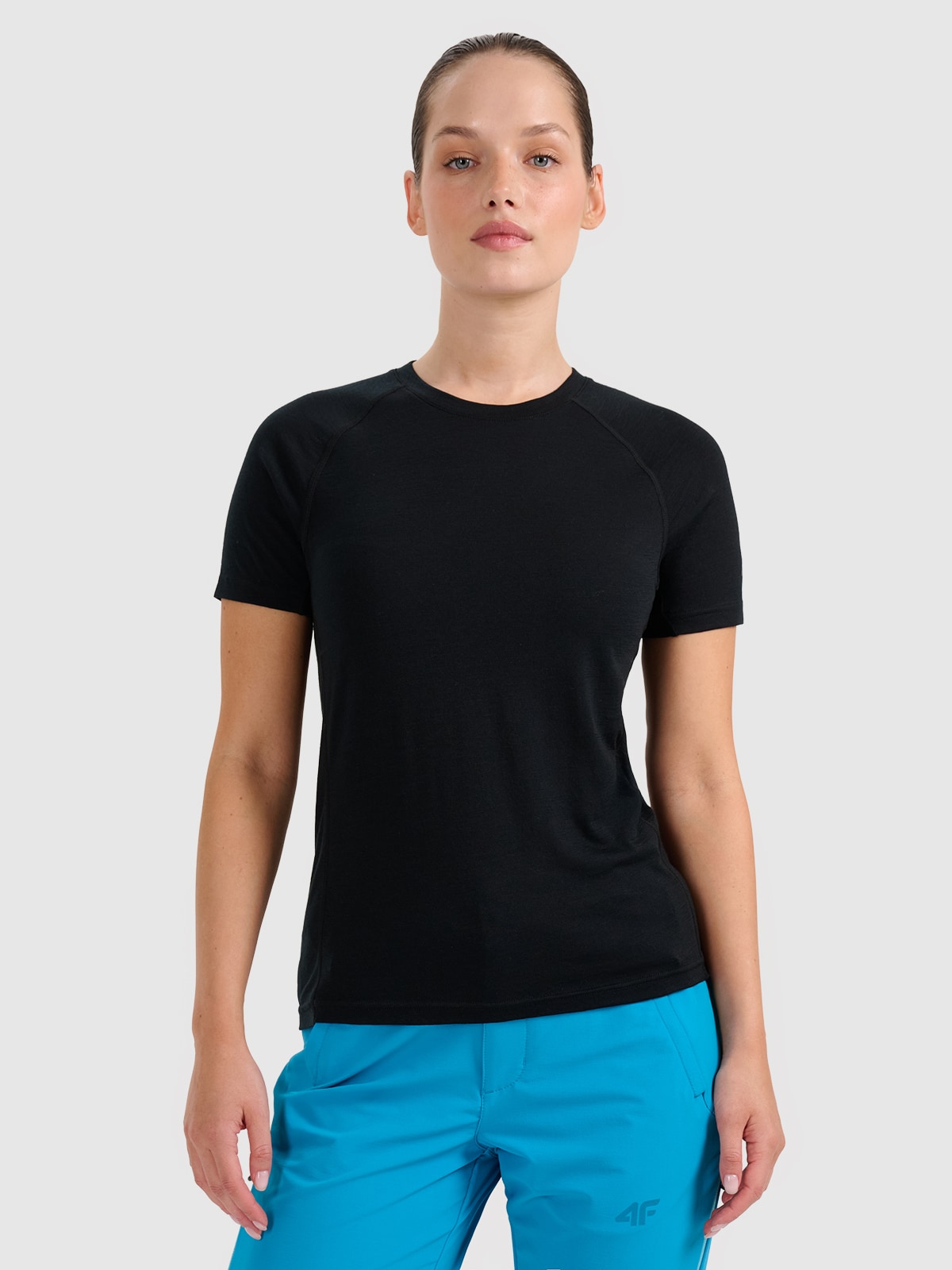 4F Koszulka trekkingowa z wełną merino damska - czarna XL