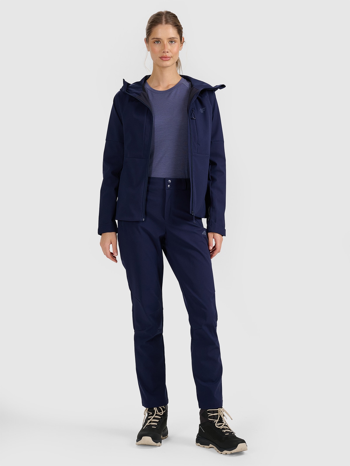 4F Spodnie trekkingowe softshell membrana 10000 damskie - granatowe XS