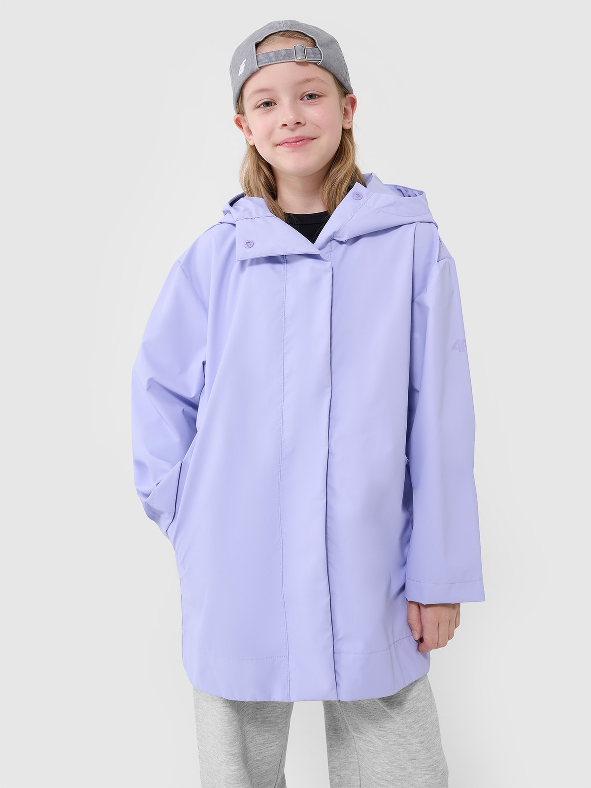4F Kurtka przejściowa przeciwdeszczowa z gumową powłoką dziecięca - fioletowa 152 (11-12 lat)