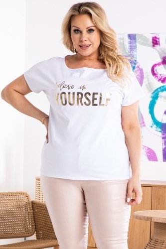 Bluzka dzianinowa t-shirt NUNA yourself biała PROMOCJA