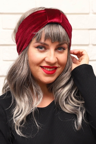 Opaska na głowę welurowa ZUZKA bordowa