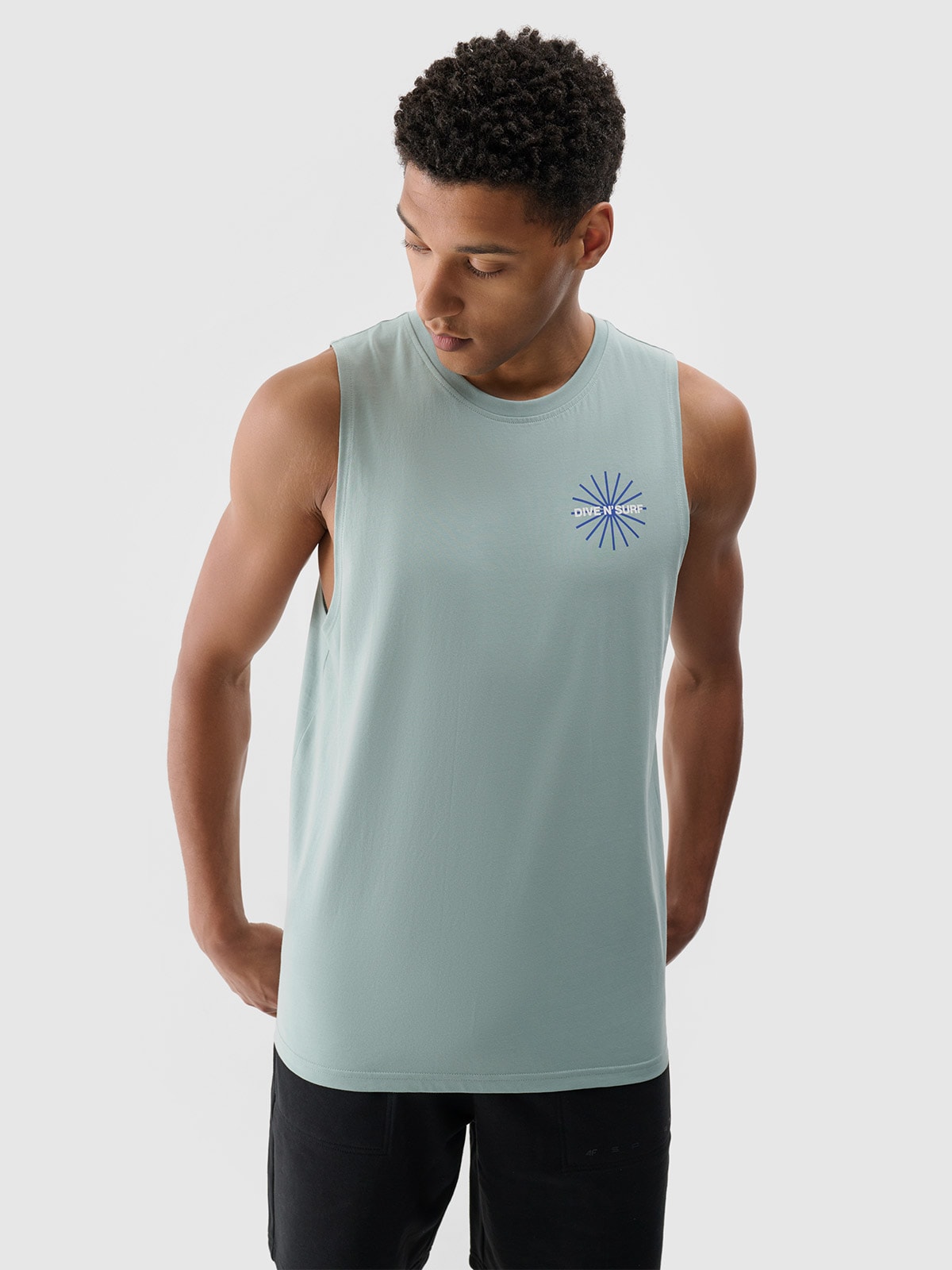 Чоловіча майка tank top oversize з принтом - м'ята