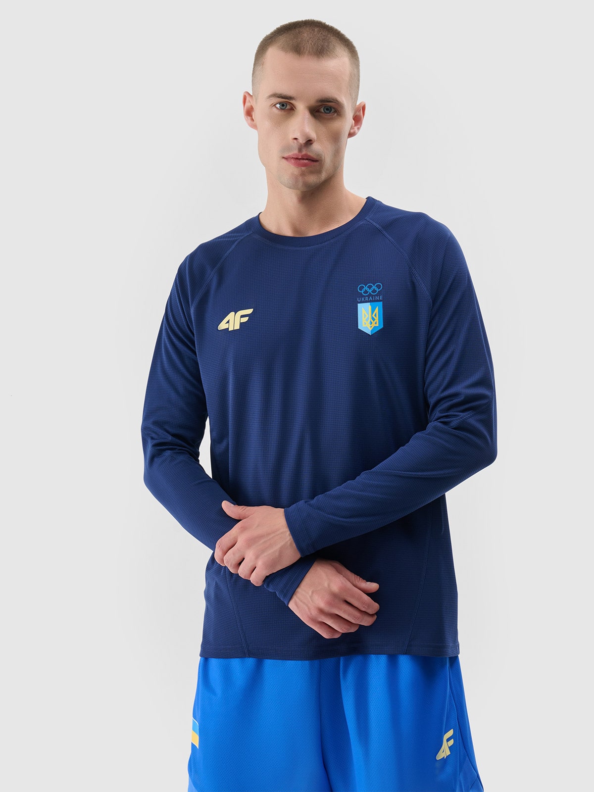 Париж/Україна - Чоловічий функціональний лонгслів Polartec Power Dry - темно-синій