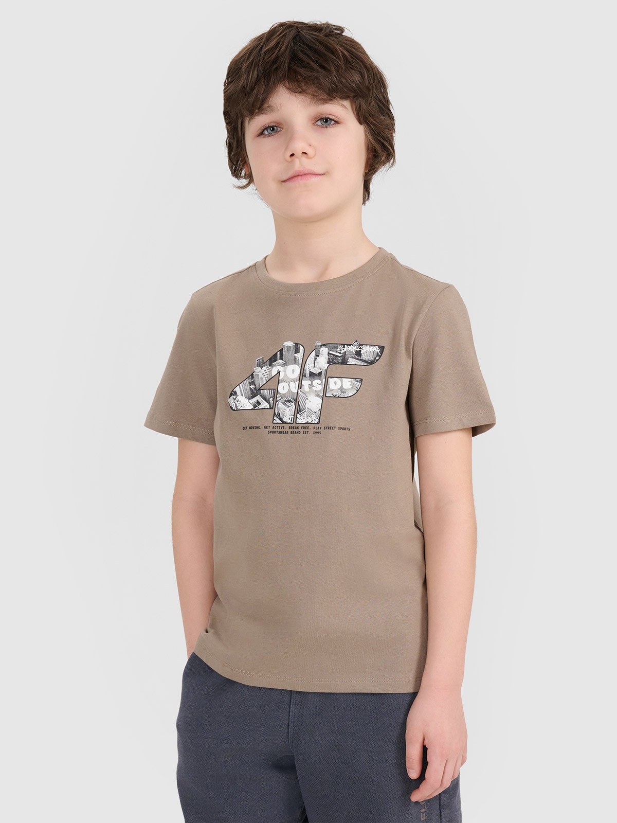 Футболка з принтом для хлопчиків - бежевий