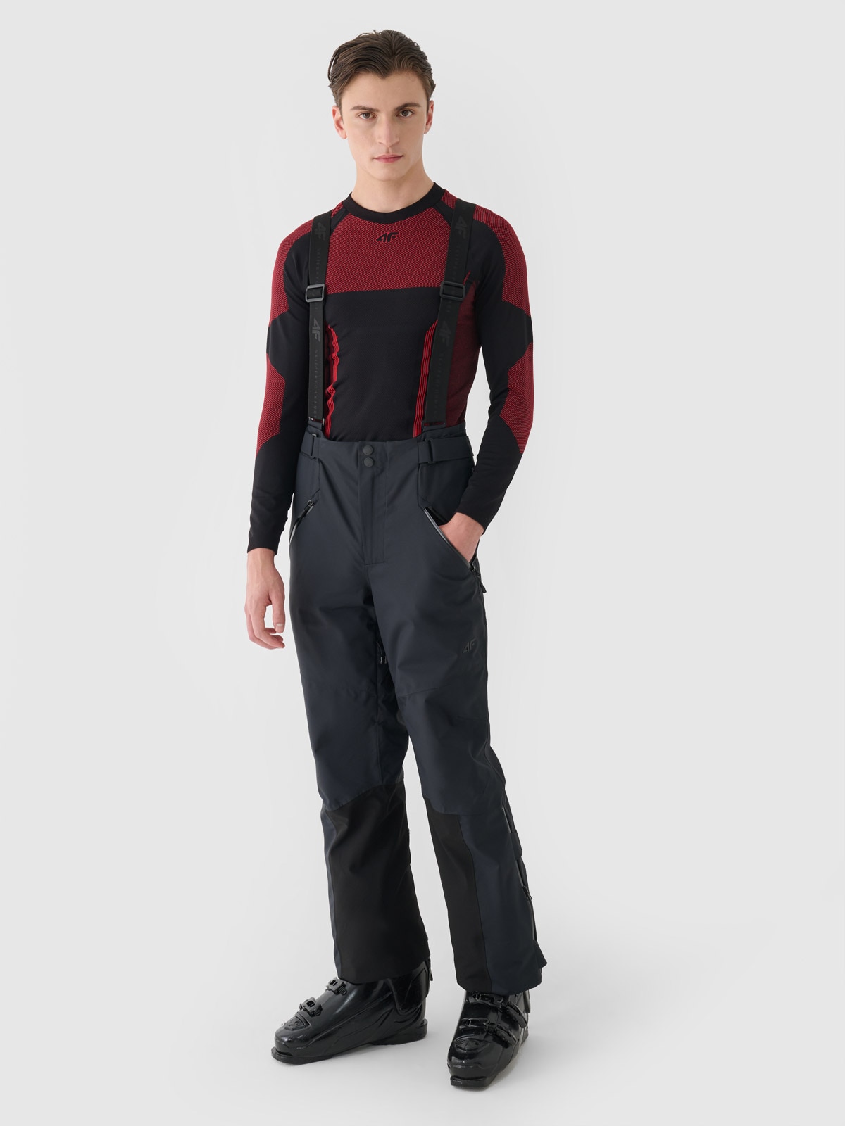 Чоловічі гірськолижні штани з підтяжками мембрана Dermizax 20000 - чорний