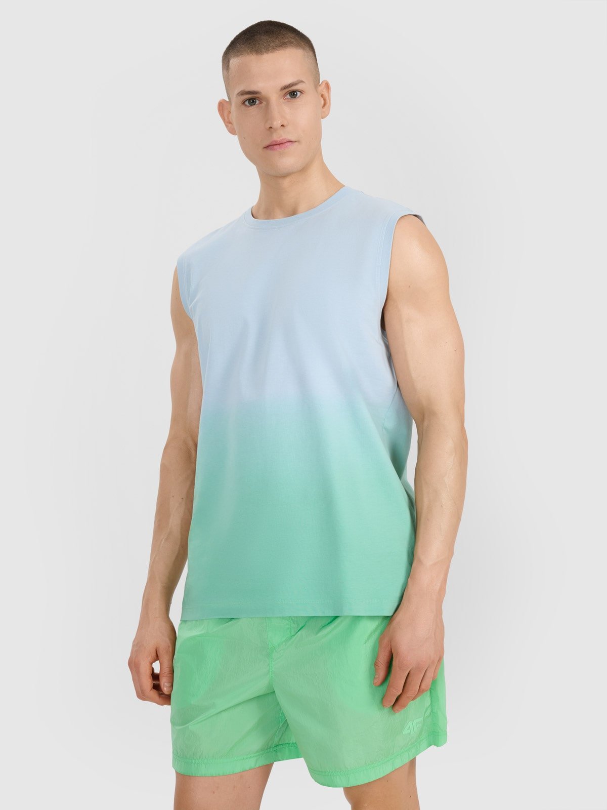 Чоловіча однотонна майка tank top regular - зелений