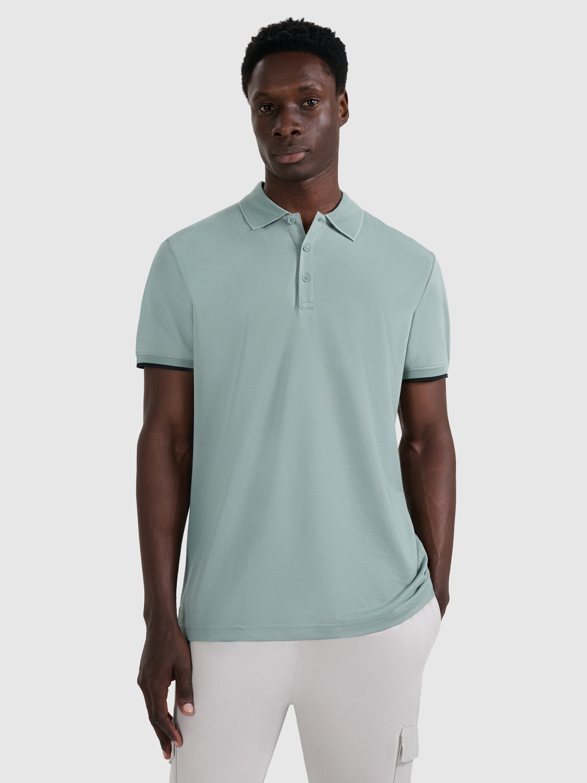 Чоловіча футболка поло regular - оливкова/хакі