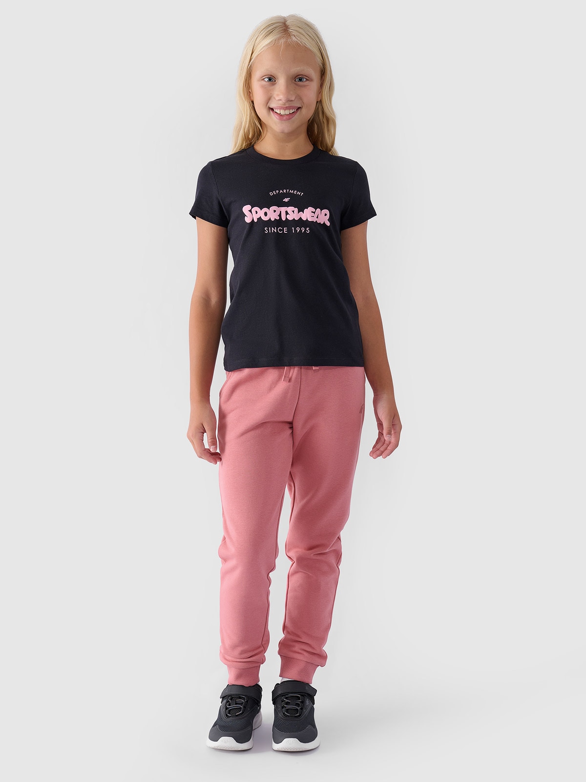 Спортивні штани джогери для дівчаток - пудрово-рожевий