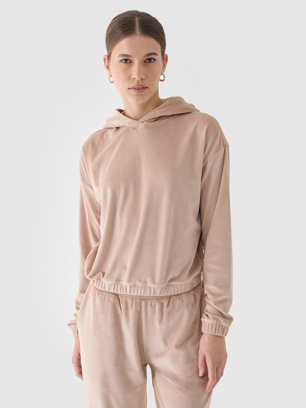 Жіноче спортивне велюрове худі - бежевий