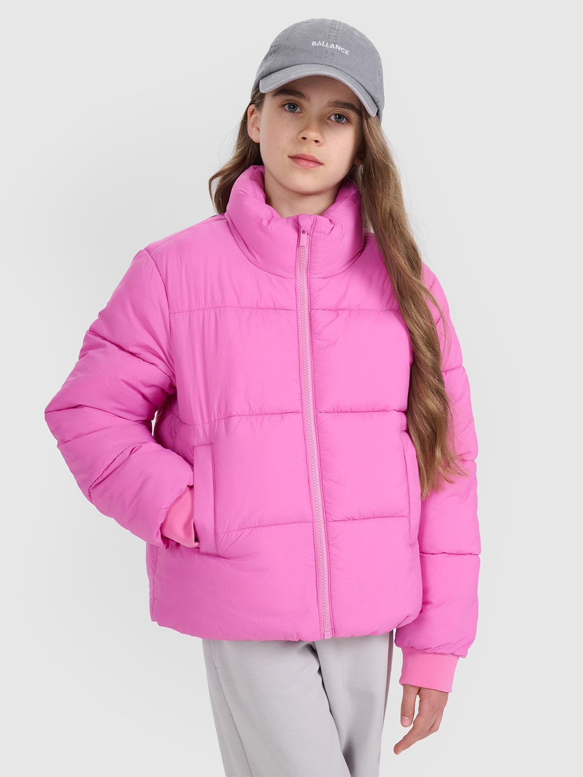 Дитяча пухова куртка з синтетичним наповнювачем для дівчаток - рожева