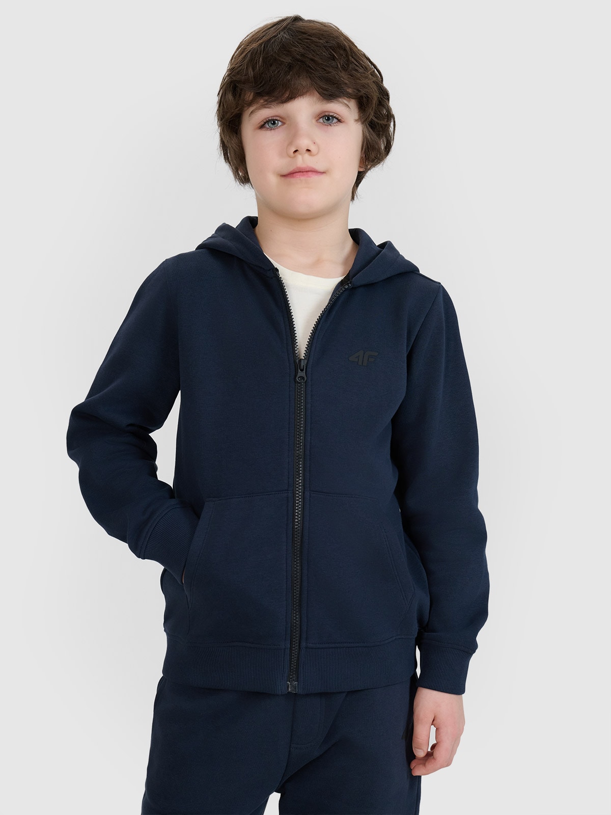 Спортивне худі на блискавці для хлопчиків - темно-синій